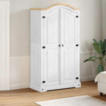 ARDEBO.de - Kleiderschrank Corona Weiß 102x52x186 cm Massivholz Kiefer