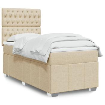 ARDEBO.de - Boxspringbett mit Matratze Creme 90x200 cm Stoff