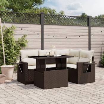 ARDEBO.de - 5-tlg. Garten-Sofagarnitur mit Kissen Braun Poly Rattan