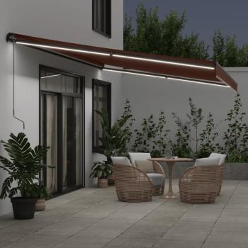 Markise Manuell mit LEDs Braun 500x350 cm