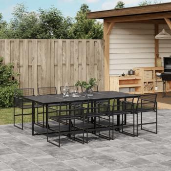 ARDEBO.de - 9-tlg. Garten-Essgruppe Schwarz Poly Rattan