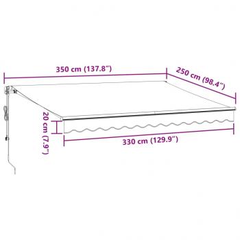 Markise Automatisch Anthrazit und Weiß 350x250 cm