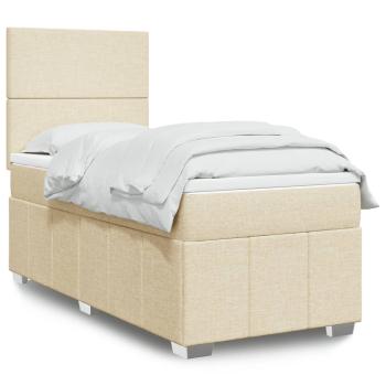 ARDEBO.de - Boxspringbett mit Matratze Creme 90x200 cm Stoff