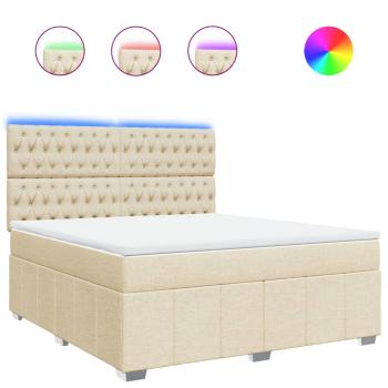 ARDEBO.de - Boxspringbett mit Matratze Creme 180x200 cm Stoff