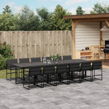 ARDEBO.de - 13-tlg. Garten-Essgruppe mit Kissen Schwarz Textilene