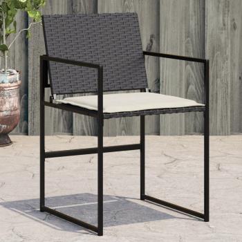 ARDEBO.de - Gartenstühle mit Kissen 4 Stk. Schwarz Poly Rattan