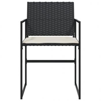 Gartenstühle mit Kissen 4 Stk. Schwarz Poly Rattan