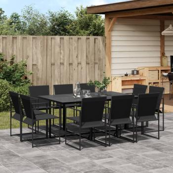 ARDEBO.de - 11-tlg. Garten-Essgruppe Schwarz Textilene