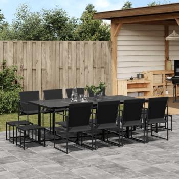 ARDEBO.de - 13-tlg. Garten-Essgruppe Schwarz Textilene