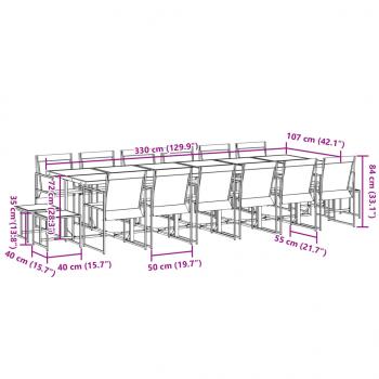 17-tlg. Garten-Essgruppe Schwarz Textilene