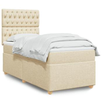 ARDEBO.de - Boxspringbett mit Matratze Creme 90x200 cm Stoff