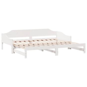 Tagesbett Ausziehbar Weiß 90x190 cm Massivholz Kiefer