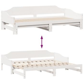 Tagesbett Ausziehbar Weiß 90x190 cm Massivholz Kiefer