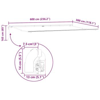 Markise Automatisch Einziehbar Anthrazit und Weiß 600x300 cm