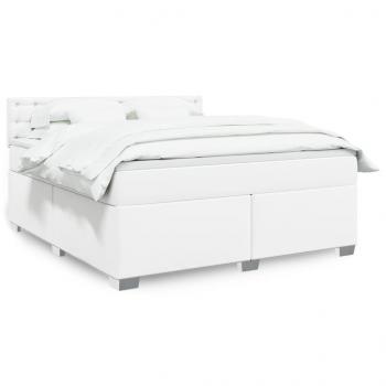 ARDEBO.de - Boxspringbett mit Matratze Weiß 180x200 cm Kunstleder