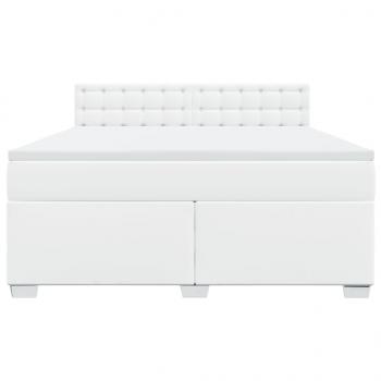 Boxspringbett mit Matratze Weiß 180x200 cm Kunstleder