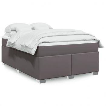 ARDEBO.de - Boxspringbett mit Matratze Grau 140x200 cm Kunstleder