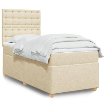 ARDEBO.de - Boxspringbett mit Matratze Creme 100x200 cm Stoff