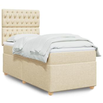 ARDEBO.de - Boxspringbett mit Matratze Creme 90x200 cm Stoff