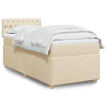 ARDEBO.de - Boxspringbett mit Matratze Creme 100x200 cm Stoff