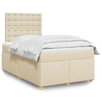 ARDEBO.de - Boxspringbett mit Matratze Creme 120x200 cm Stoff