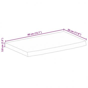 Tischplatte 40x30x3,8 cm Baumkante Massivholz Raues Mangoholz