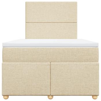 ARDEBO.de - Boxspringbett mit Matratze Creme 120x200 cm Stoff