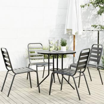 ARDEBO.de - Gartenstuhl-Set 5-tlg. Stapelbar Pulverbeschichteter Stahl