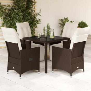 ARDEBO.de - 5-tlg. Garten-Bistro-Set mit Kissen Braun Poly Rattan