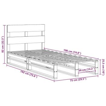 Massivholzbett ohne Matratze 75x190 cm Kiefernholz