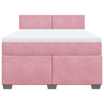 Boxspringbett mit Matratze Rosa 140x190 cm Samt