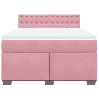 Boxspringbett mit Matratze Rosa 140x200 cm Samt
