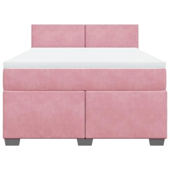 Boxspringbett mit Matratze Rosa 160x200 cm Samt