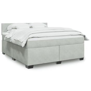 ARDEBO.de - Boxspringbett mit Matratze Hellgrau 180x200 cm Samt