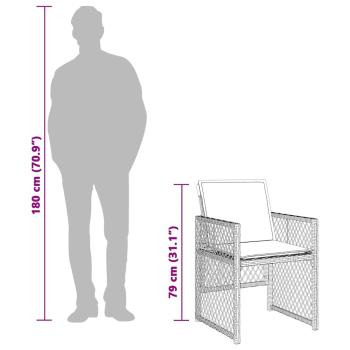 13-tlg. Garten-Essgruppe mit Kissen Beigemischung Poly Rattan