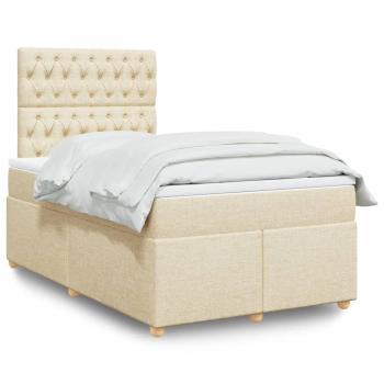 ARDEBO.de - Boxspringbett mit Matratze Creme 120x200 cm Stoff