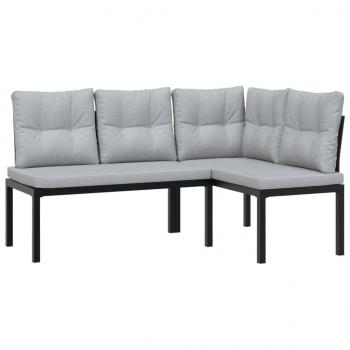 ARDEBO.de - 5-tlg. Garten-Sofagarnitur mit Kissen Schwarz Stahl