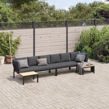 ARDEBO.de - 4-tlg. Garten-Sofagarnitur mit Kissen Schwarz Aluminium