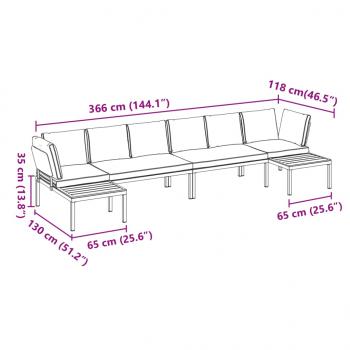 4-tlg. Garten-Sofagarnitur mit Kissen Schwarz Aluminium