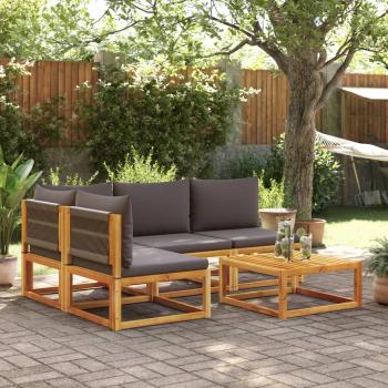 ARDEBO.de - 5-tlg. Garten-Sofagarnitur mit Kissen Massivholz Akazie