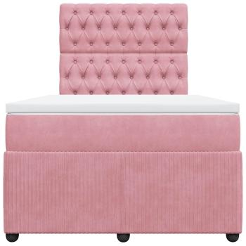ARDEBO.de - Boxspringbett mit Matratze Rosa 120x190 cm Samt