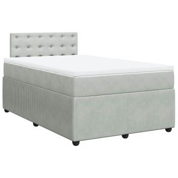 Boxspringbett mit Matratze Hellgrau 120x200 cm Samt