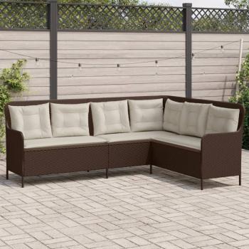 ARDEBO.de - Gartensofa in L-Form mit Kissen Braun Poly Rattan