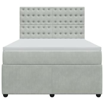Boxspringbett mit Matratze Hellgrau 140x200 cm Samt