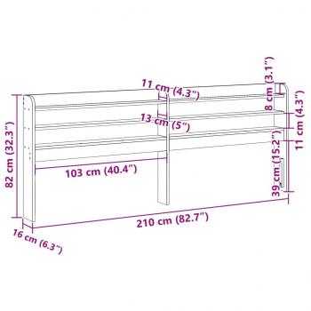 Kopfteil mit Ablagen Wachsbraun 200 cm Massivholz Kiefer