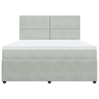Boxspringbett mit Matratze Hellgrau 180x200 cm Samt