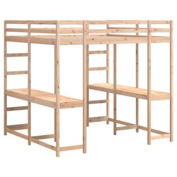 Hochbett mit Schreibtisch & Leiter 180x200 cm Massivholz Kiefer