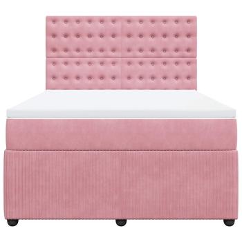 Boxspringbett mit Matratze Rosa 140x190 cm Samt