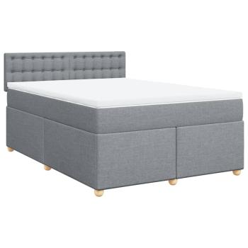Boxspringbett mit Matratze Hellgrau 140x190 cm Stoff