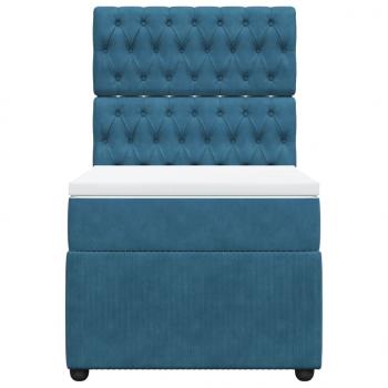 Boxspringbett mit Matratze Dunkelblau 100x200 cm Samt